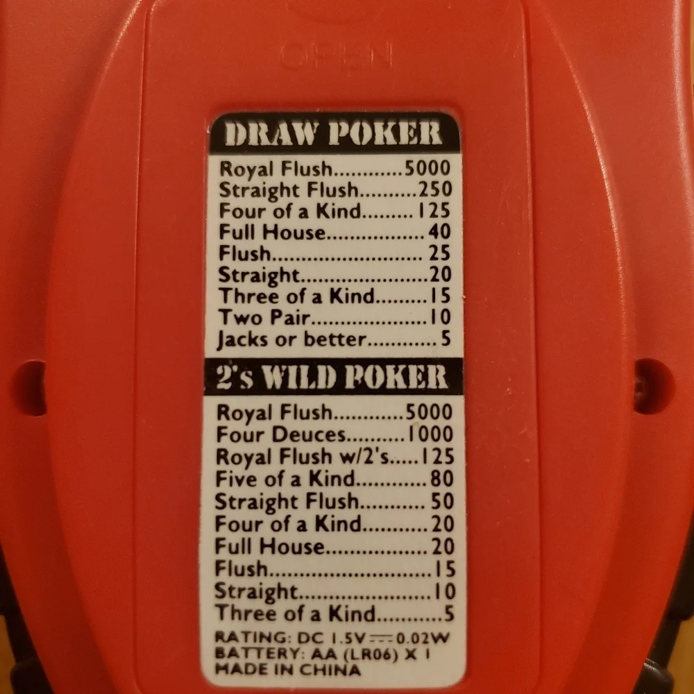 RecZone Poker Handheld Game  (Tested)